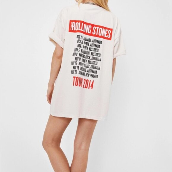 NASTY GAL The Rolling Stones Graphic Tee in Sand, M - Picture 4 of 9